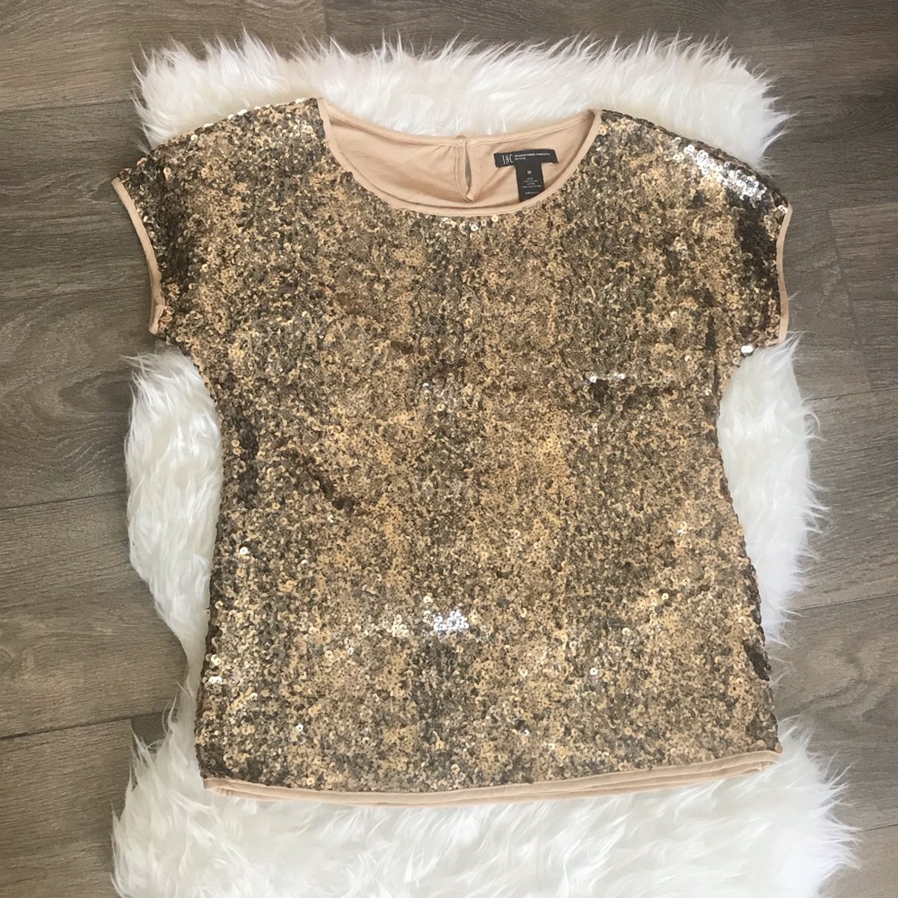 INC Bronze Sequin Top